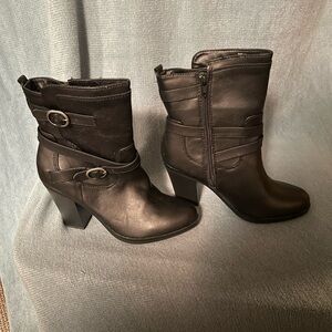 Style & Co. Sleek Black Buckle Heeled Boots